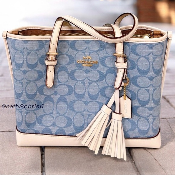 Coach Mollie 25 Tote Bag In Signature Chambray. - Picture 2 of 15